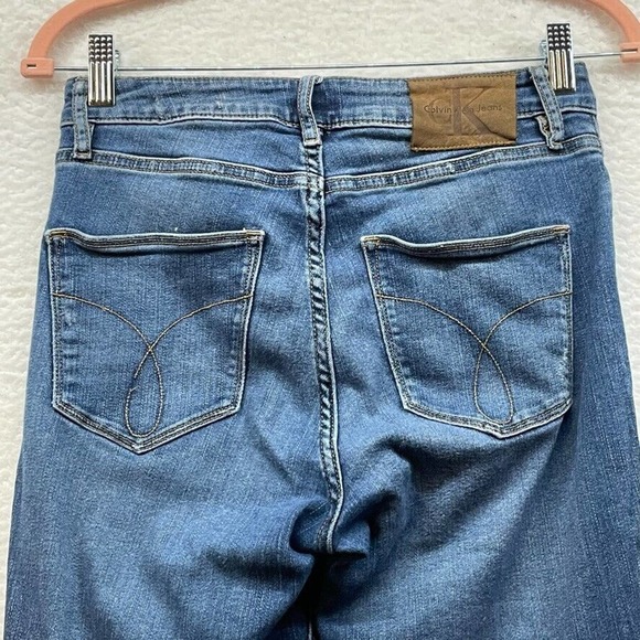 Calvin Klein Womens High Waist Legging Jeans 28 Blue Distressed Skinny Stretch - Picture 6 of 12